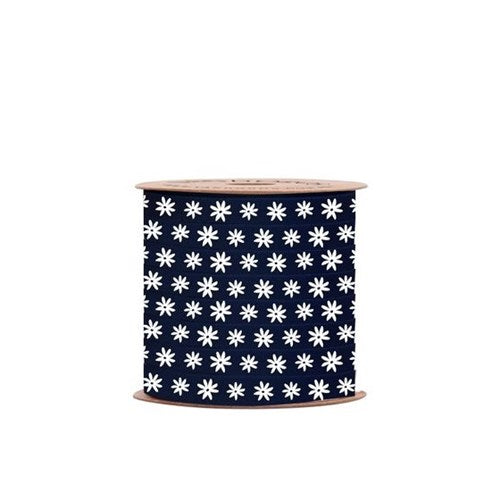 Vandoros Ribbon 10M Bobbin - 8mm Taffeta Daisy Chain, Navy