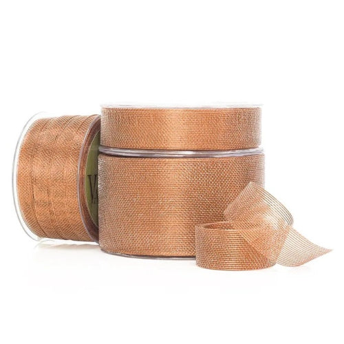 Vandoros Ribbon: 10mm Aria Metallic Mesh, Copper (per metre)