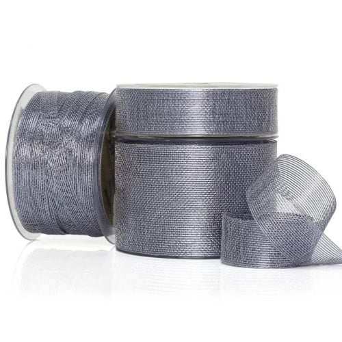 Vandoros Ribbon: 10mm Aria Metallic Mesh, Gunmetal (per metre)