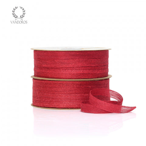 Vandoros Ribbon: 10mm Eco Jute Red (per metre)