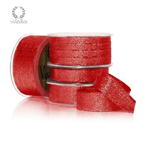 Vandoros Ribbon: 10mm Stellar - Red (per metre)