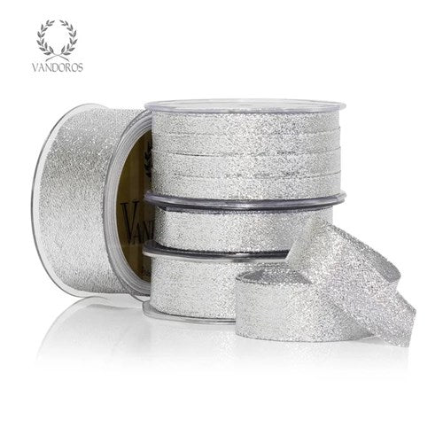 Vandoros Ribbon: 10mm Stellar - Silver (per metre)