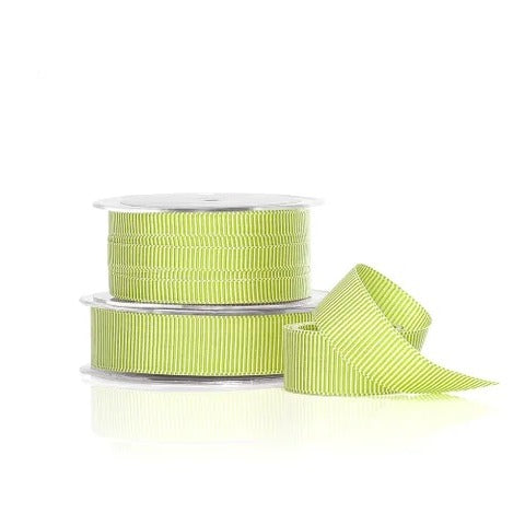 Vandoros Ribbon: 25mm Alice - Lime/White (per metre)