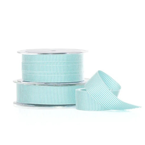 Vandoros Ribbon: 25mm Alice - Seafoam/White (per metre)