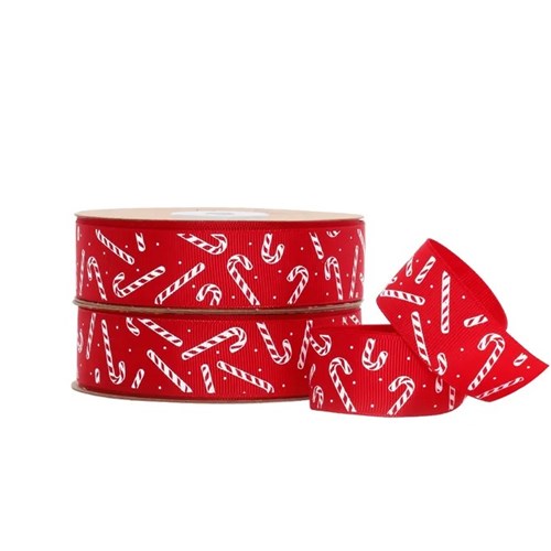 Vandoros Ribbon: 25mm Candy Cane - Red/White (per metre)