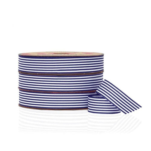 Vandoros Ribbon: 25mm Candy Stripe Grosgrain Navy (per metre)