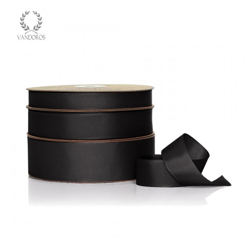 Vandoros Ribbon: 25mm Grosgrain Black (per metre)