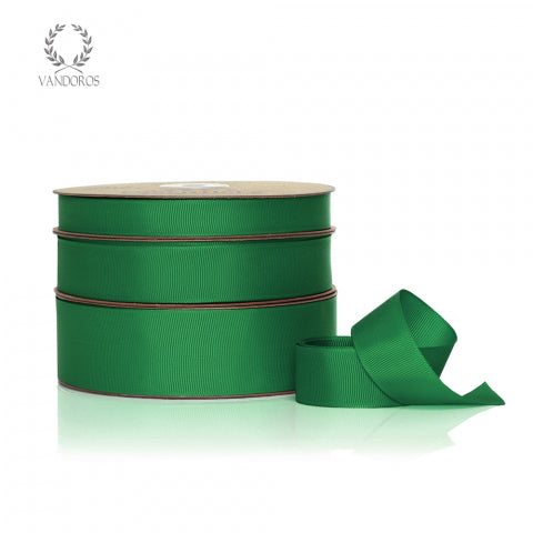 Vandoros Ribbon: 25mm Grosgrain Dark Green (per metre)