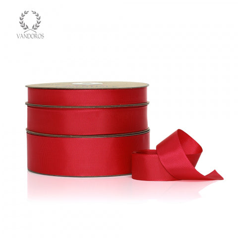 Vandoros Ribbon: 25mm Grosgrain Red (per metre)