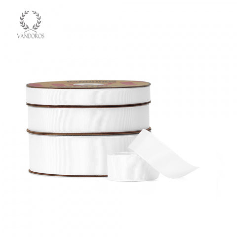 Vandoros Ribbon: 25mm Grosgrain White (per metre)