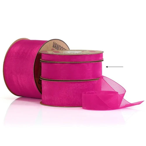 Vandoros Ribbon: 25mm Organza Woven Edge Fuchsia (per metre)