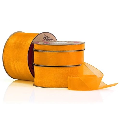 Vandoros Ribbon: 25mm Organza Woven Edge Marigold (per metre)