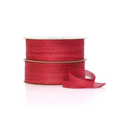 Vandoros Ribbon: 38mm Eco Jute Red (per metre)