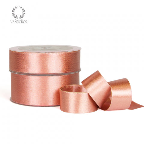 Vandoros Ribbon: 38mm Satin Pearl - Copper/Gold (per metre)