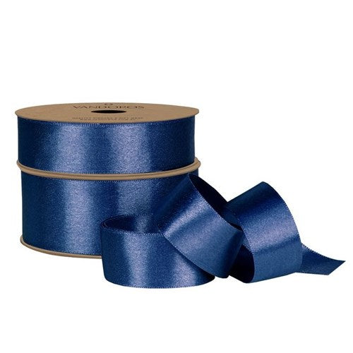 Vandoros Ribbon: 38mm Satin Pearl - Navy (per metre)