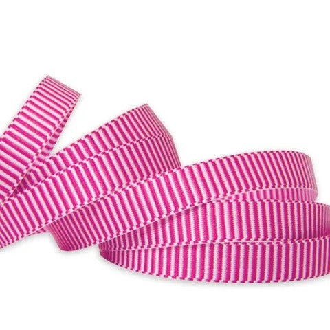 Vandoros Ribbon: 9mm Alice - Fuchsia/White (per metre)