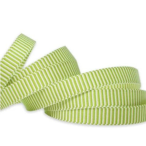 Vandoros Ribbon: 9mm Alice - Lime/White (per metre)