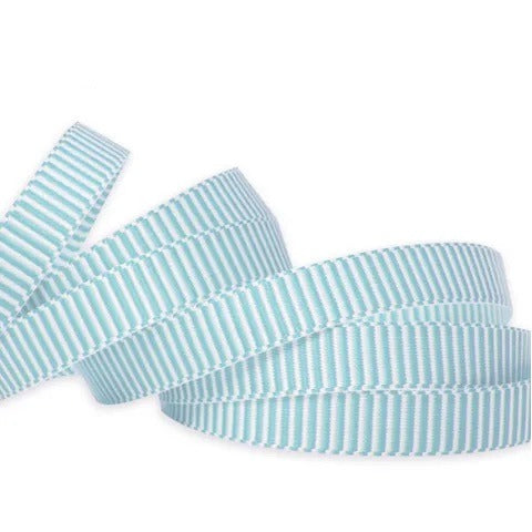 Vandoros Ribbon: 9mm Alice - Seafoam/White (per metre)