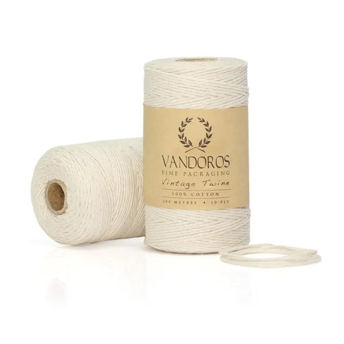 Vandoros Vintage Twine - 10 Ply, Cream, 200 metres