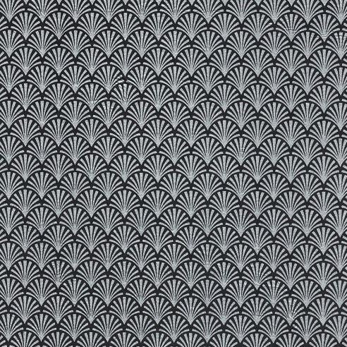 Washi Craft Himalayan Wrapping Paper - Fans Silver on Black