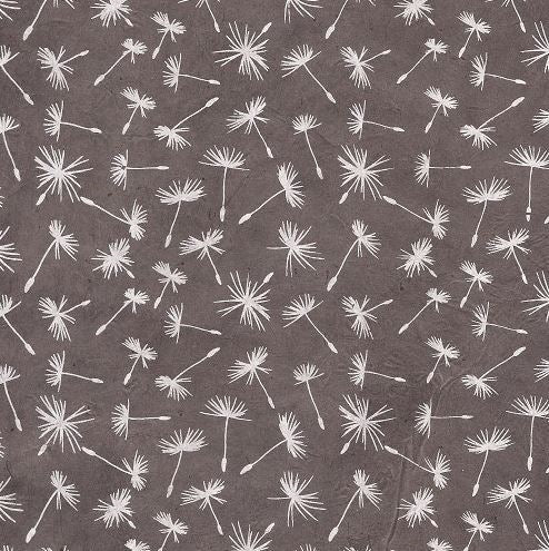 Washi Craft Himalayan Wrapping Paper - Silver Dandelions on Grey