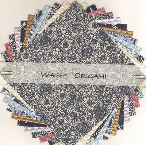 Washi Craft Origami Paper Pack - Blue Yuzen Mix, 150mm Square, Pack of 12 Sheets